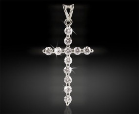 Kreuz Anhänger aus 750 Weißgold mit Brillanten ca. 0,36 Cts