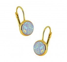 Ohrhänger Rund Opal Klappbügel Brisur Ohrringe Opal 585 Gold