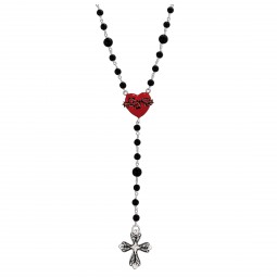 Damen Rosenkranzkette 925 Silber Schwarz