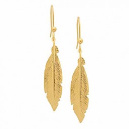 Ohrringe Feder Gold plattiert aus 925 Silber