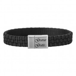 Herren Leder Armband schwarzes Massiv Kalbsleder