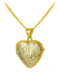 Medaillon Herz Amulett Anhänger zum Öffnen 585 Gelbgold & Weißgold