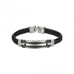 Herren Schwarzes Lederarmband geflochten 316 ES