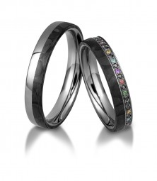 Edelstahl Verlobungsringe mit Carboneinlage