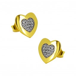 Herz Ohrstecker 585er Gelbgold mit Zirkonia