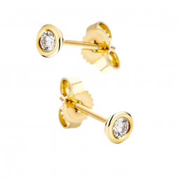 Brillant Ohrstecker - 0,10 ct Zargen Fassung -585 Gelbgold
