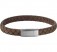 Herren-Armband Edelstahl, Leder, Braun 21 cm