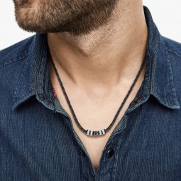 s.Oliver schmuck Leder Herren-halskette schwarz 2027437