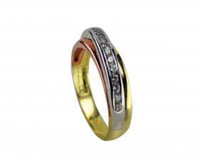 Damen - Ring 3-farbig weißgold, gelbgold, rotgold 585 Gold