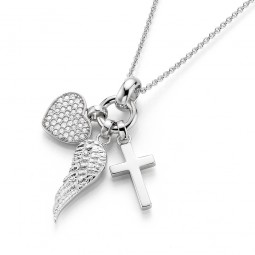 Glaube Liebe Hoffnung 925 Silber Anhänger Kreuz Anker Herz