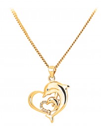 Delfin Anhänger mit Herz 585 Gold