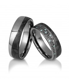 Edelstahl Verlobungsringe mit Carboneinlage