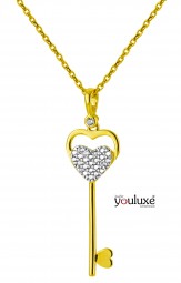 Anhänger 585 Gelbgold 14Kt Gold Schlüssel Herz