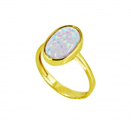 Ring Damenring mit Opal oval 585 Gold Gelbgold