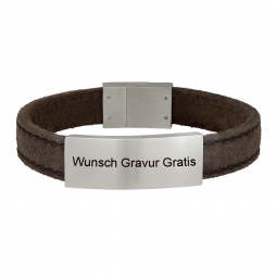 Herren Armband dunkelbraun Kalbsleder 23cm 12mm