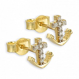 Ohrstecker Anker mit 14 Zirkonia Echt Gold 333/000