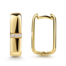 Eckig Klappcreolen 6 Zirkonia Silber 925/000 vergoldet