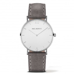 Paul Hewitt Uhr Sailor Line White Sand Edelstahl Lederarmband Grau PH-SA-S-SM-W-13S