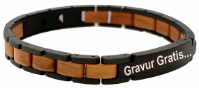 Gravur Edelstahlarmband mit Walnussholz/Olivenholz