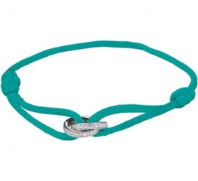 Türkis Nylon Damen Armband "Kreis mit Zirkonia" aus 925er Sterling Silber