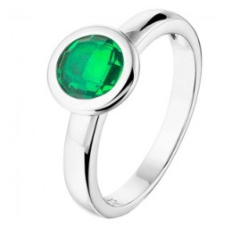 Damen Silberring aus 925 Sterling Silber mit Stein Schlicht Grün Zirkonia