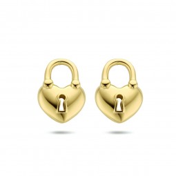 Sterling Silber Herz Schloss Ohrstecker Goldplattiert