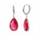 Tropfen-Ohrringe für Damen 925 Sterling Silber Rhodiniert Ohrhänger Synthetisch Rubin