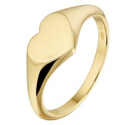 Damen Siegelring aus echt 585 Gold, mit herzförmigem Plättchen