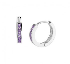 Creolen Ohrringe aus 925 Silber rhodiniert Zirkonia Violet