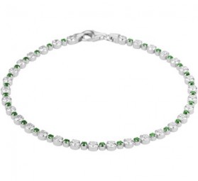 Armband Tennisarmband mit Strass-Steinen grün 925 Silber rhodiniert 18 cm