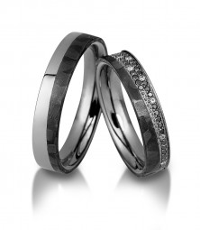 Partnerringe /Trauringe ELEGANT Carbon mit Edelstahl