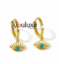 Creolen-Ohrhänger 585 Gold Türkischer Schmuck Nazar