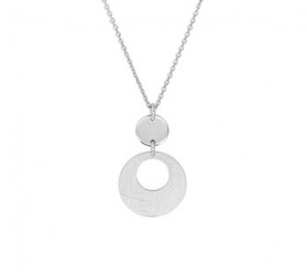 Collierkette Ankerkette mit 2 Kreisen Rund Plättchen 925 Silber rhodiniert