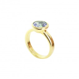 Aquamarin Damen-Ring, 585/14 K Gelbgold