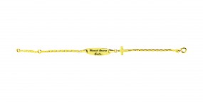 Kinder ID Armband mit Kreuz Gelbgold in 585 Gold