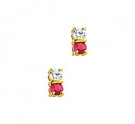 Damen Goldohrstecker mit echte rubin ohrringe / Zirkonia aus 585 Gold