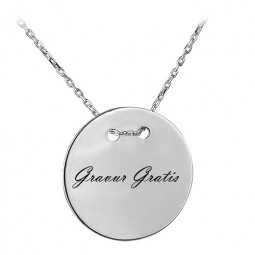 Gravurplatte, rund, Inkl. Gravur, Silber 925, Namenskette, Initiale