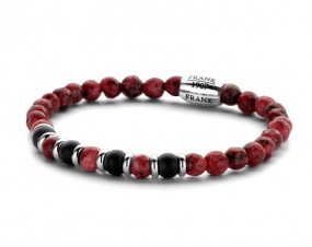 Armband für Herren Jade grau 6mm breit. Mittelstücke aus Edelstahl