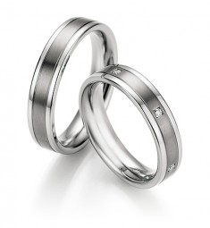 Trauringe aus Edelstahl und Titan 68-06070+68-06070 mit Brillant