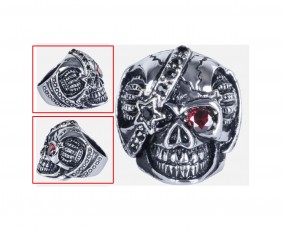 Steel Basicline Gotik Totenkopf Schädel, Schwarz Steel Fingerrin