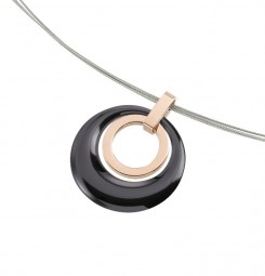 Boccia Titan Anhänger rosévergoldet mit Keramik schwarz 0785-04