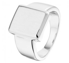 Herren Ring / Siegelring 925 Silber rhodiniert mattiert