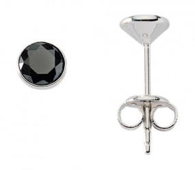 Schwarze Zirkonia Ohrstecker 4-5,5 mm 925 Sterling Silber Rhodiniert