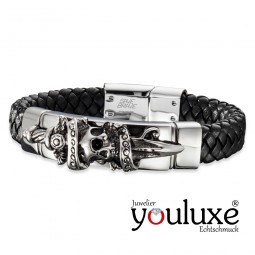 Lederarmband Jack schwarz aus Edelstahl & Rindsleder