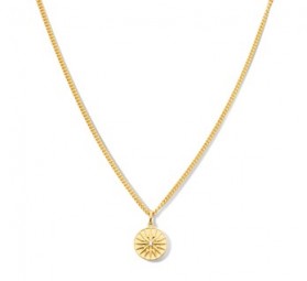 Halskette Damen Panzerkette Kompass Massiv 925 Silber Vergoldet