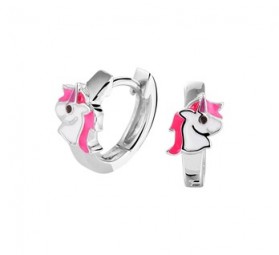 Kinder Creolen Einhorn 925 Sterling Silber Emaille