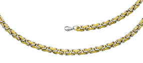 Königskette 5x5mm (Bicolor Stahl/ Gold)