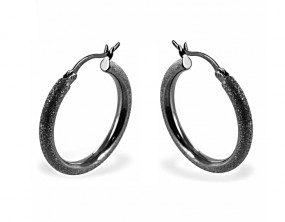 Damen-Creolen elegance black 925 Silber Diamond Sand) ruthenium-beschichtet