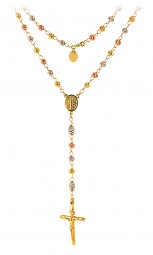 Goldkette Rosenkranz 585 dreifarbig Gelb- & Weißgold- rotgold 52 cm