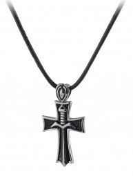 Edelstahl Anhänger Kreuz mit Schwert schwarz